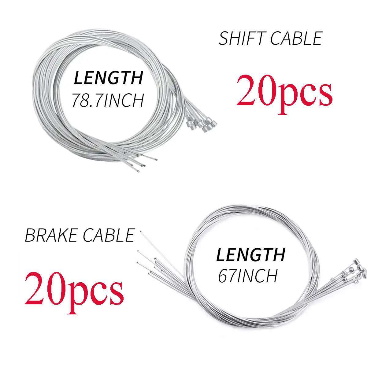 20Pcs Bicycle Brake Inner Wire Cable Line For Front Rear Road MTB Bike Break 6FT