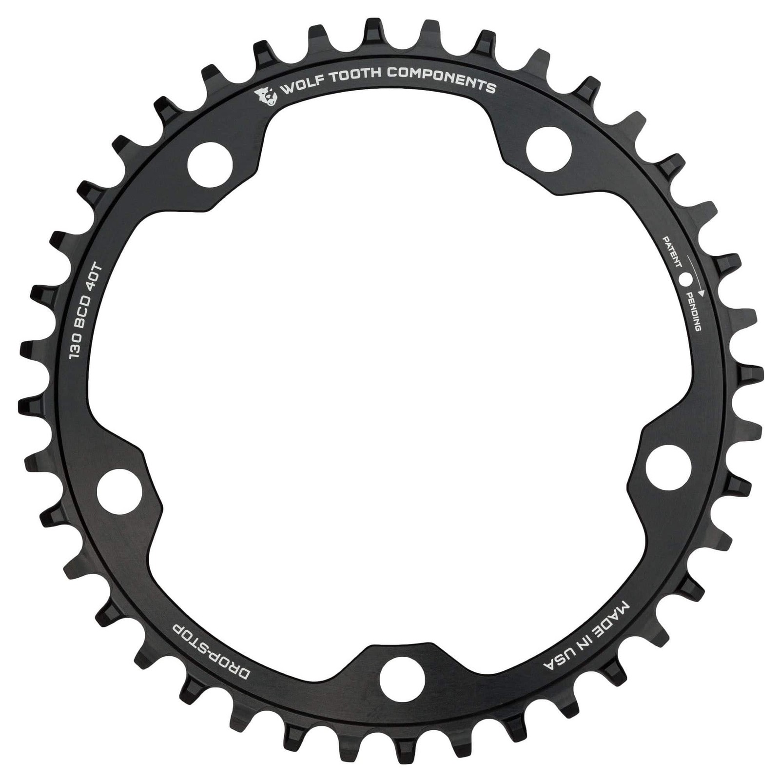 Wolf Tooth Chainring 44t 130 BCD 5-Bolt 10/11/12-Spd Alloy Blk Road Cyclocros