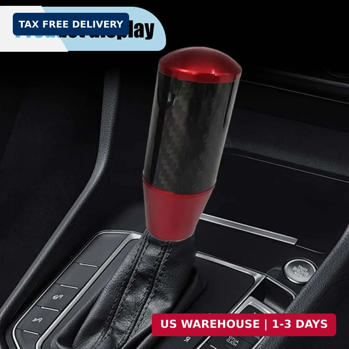 LAINLOY Carbon Fiber Car Shifter Knob, Buttonless Automatic Manual Gear Shift Kn