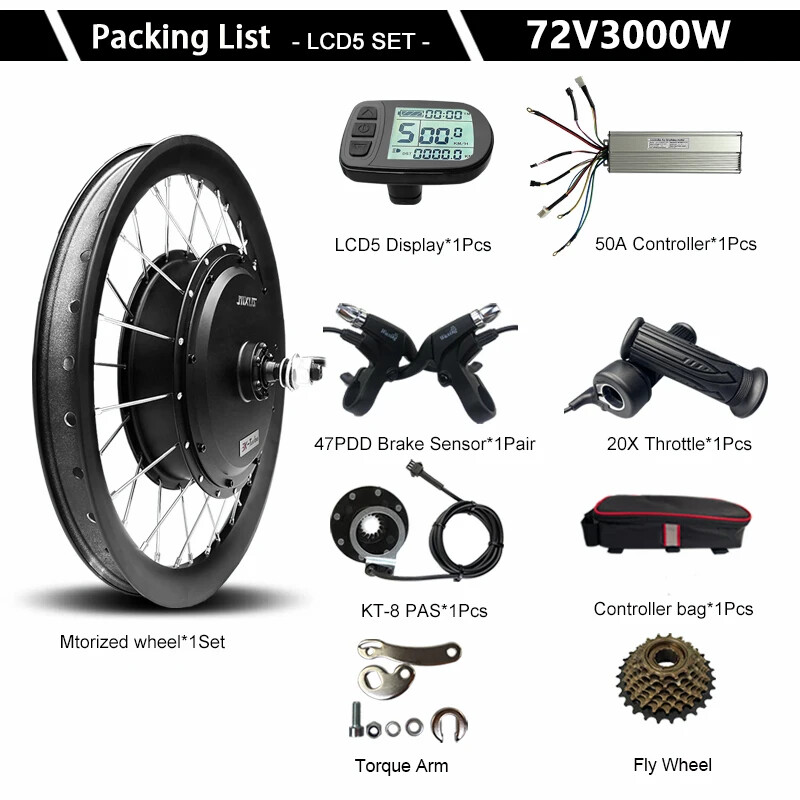 72V 3000W Electric Bicycle 3.0 Tyre Brushless Hub Motor Wheel Dropout 142mm