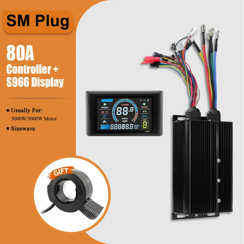 48V/72V 80A Sine Wave Brushless Controller with LCD Display Ebike Conversion Kit