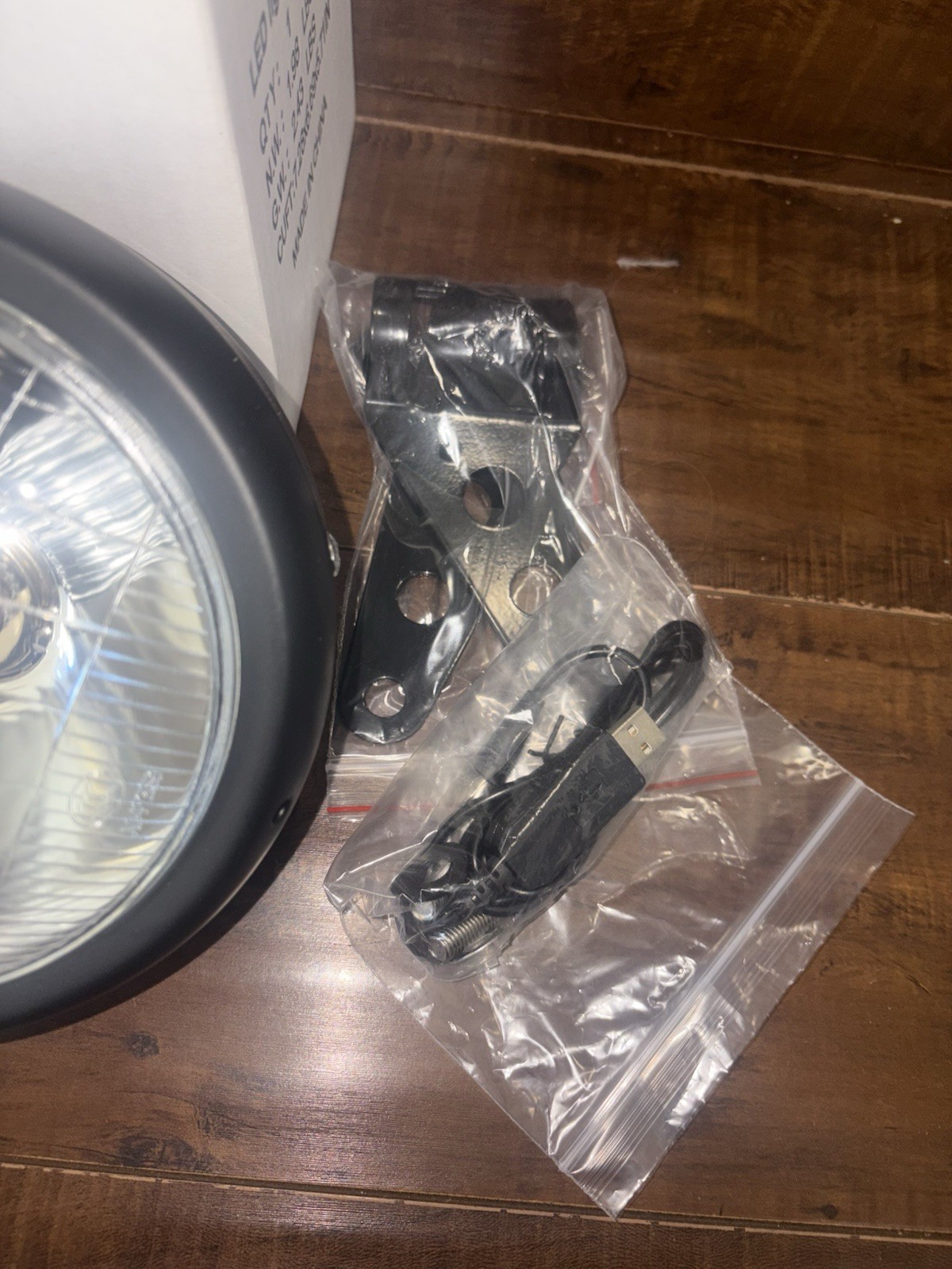 Phatmoto Cafe Racer Headlight Rechargeable Battery Motorized Bike 7” New