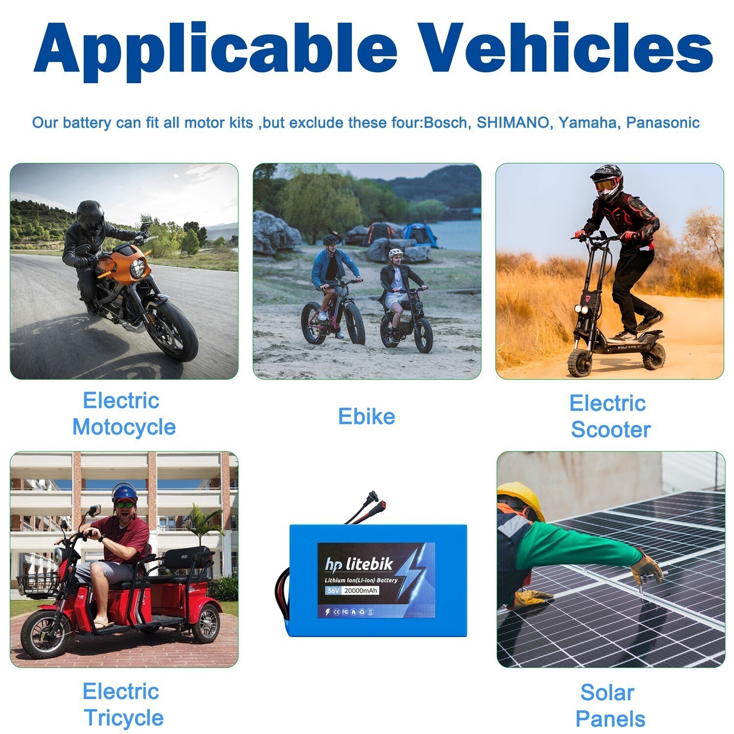 36v 20Ah Lithium Lifepo4 Ebike Battery Pack for 200W-1000W Bike Motor 30A BMS US