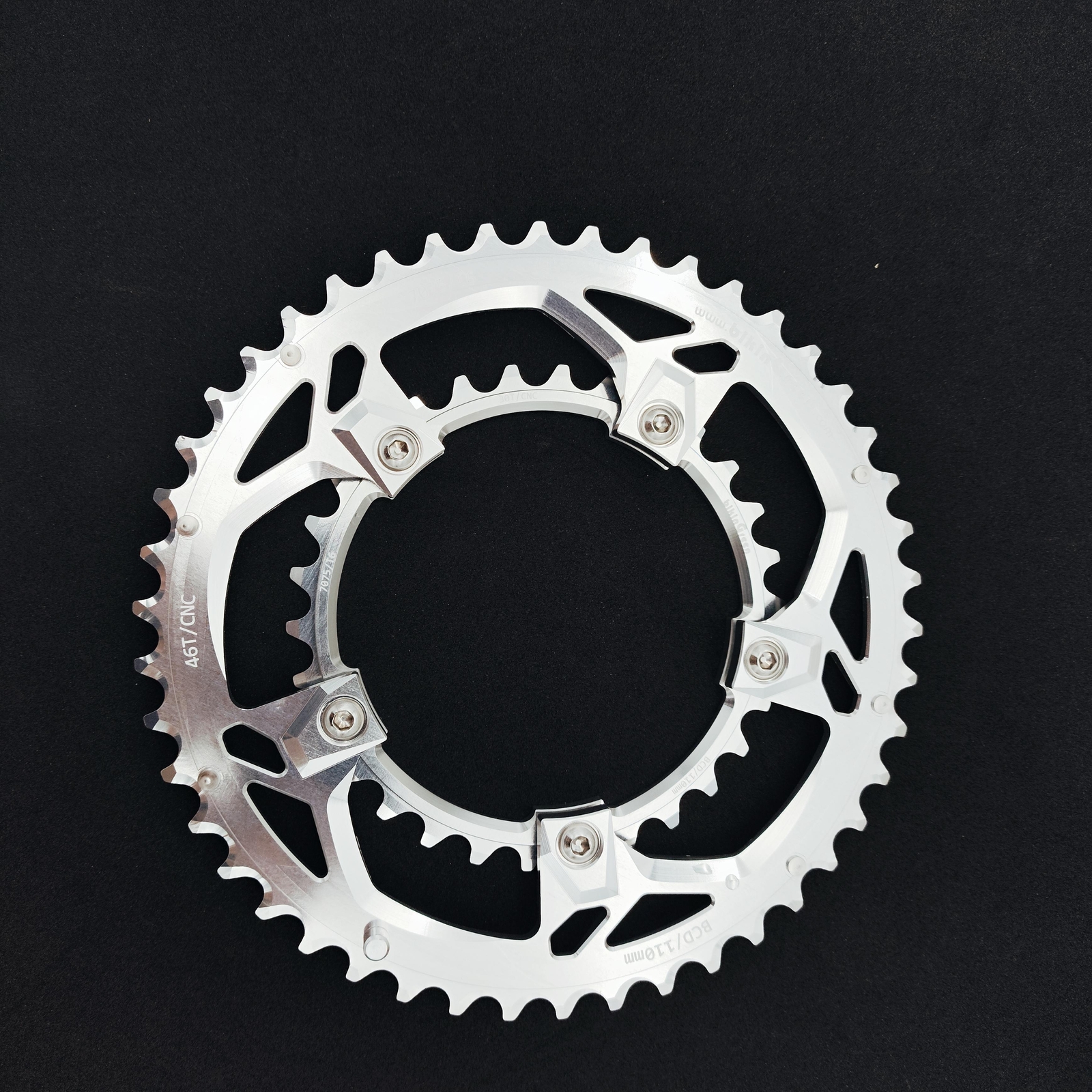bikinGreen CNC 7075 Chainring 46/30T V4 BCD 110mm 5 Bolts 9-12 Sp Retro Silver