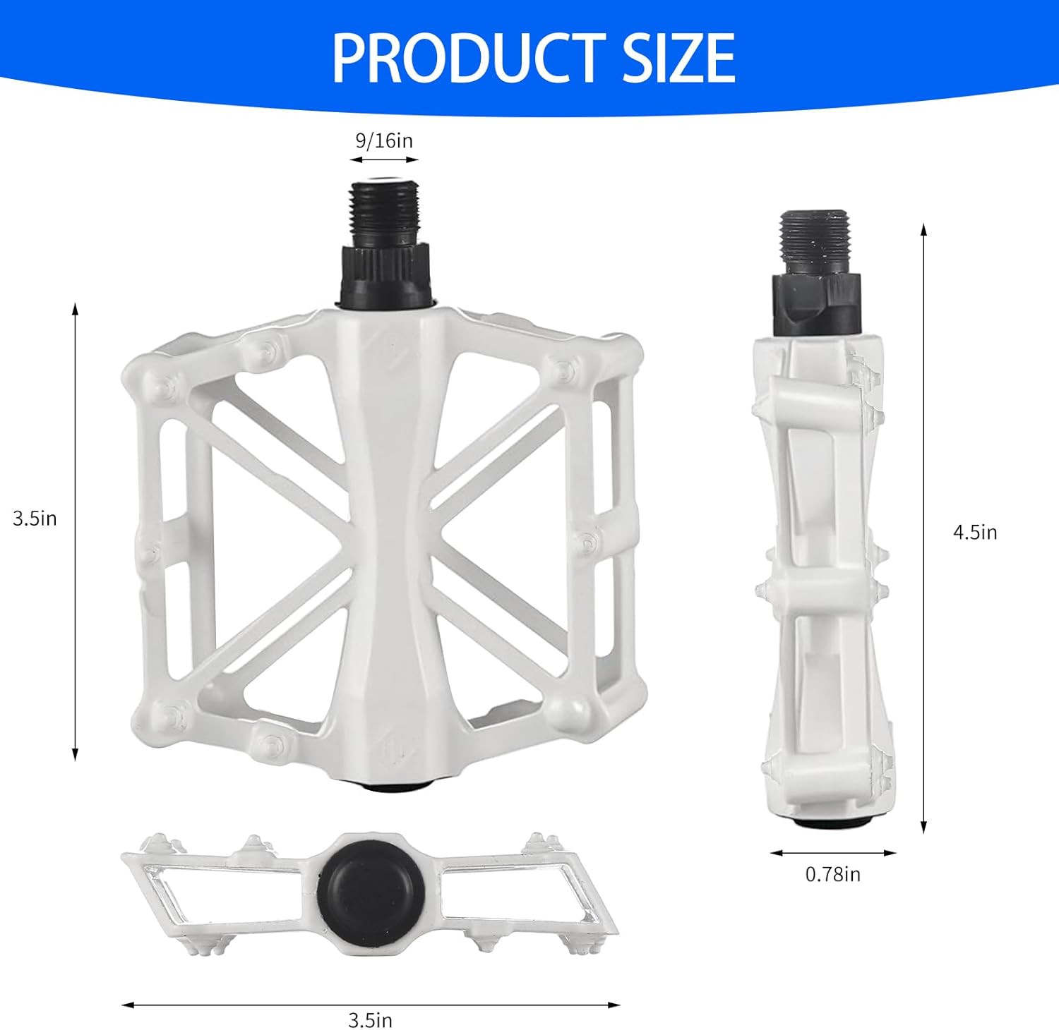 White Pedals Compatible with Ridstar Q20, Bicycle Pedals for Electric Bike, Alum
