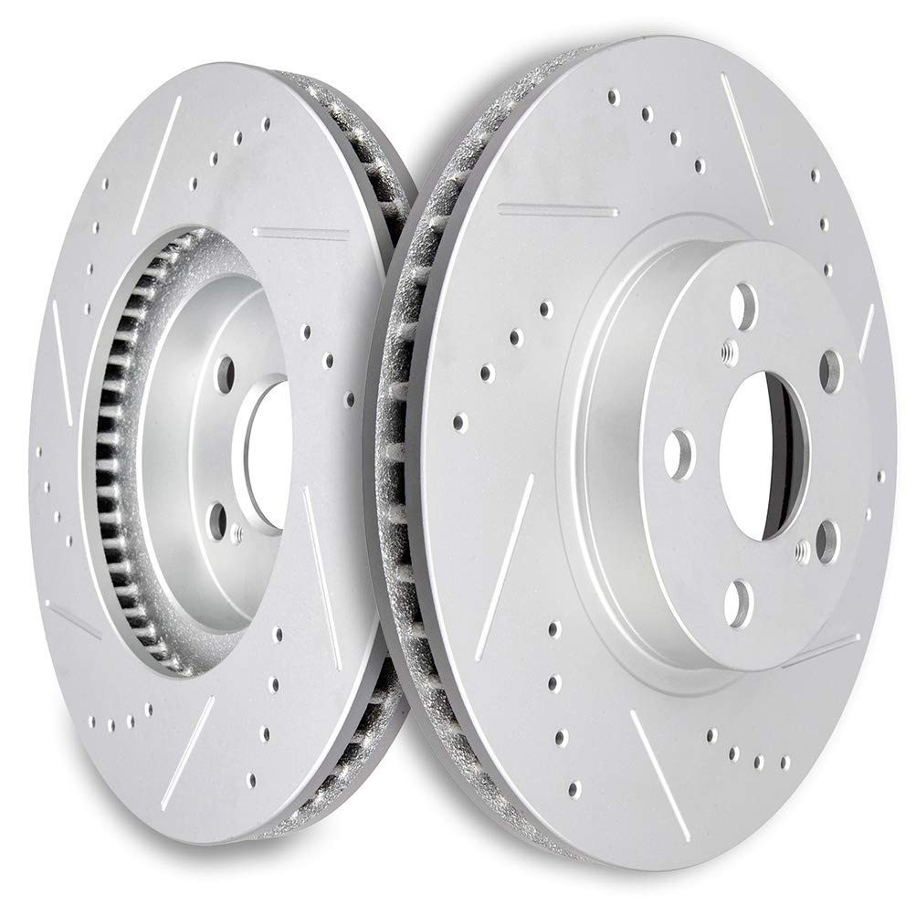 SCITOO Front Brake Rotors 2pcs Drilled & Slotted for Chrysler Dodge Jeep