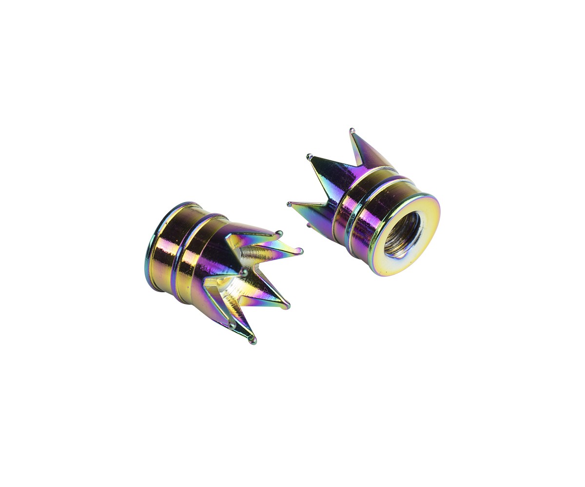 OG Crown Valve Caps Lowrider Bicycle Cruiser BMX MTB Bike Schrader Oil Slick