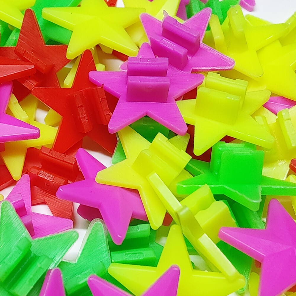 Bicycle Plastic Spoke Stars – 60 Pack – Red, Yellow, Green, Pink