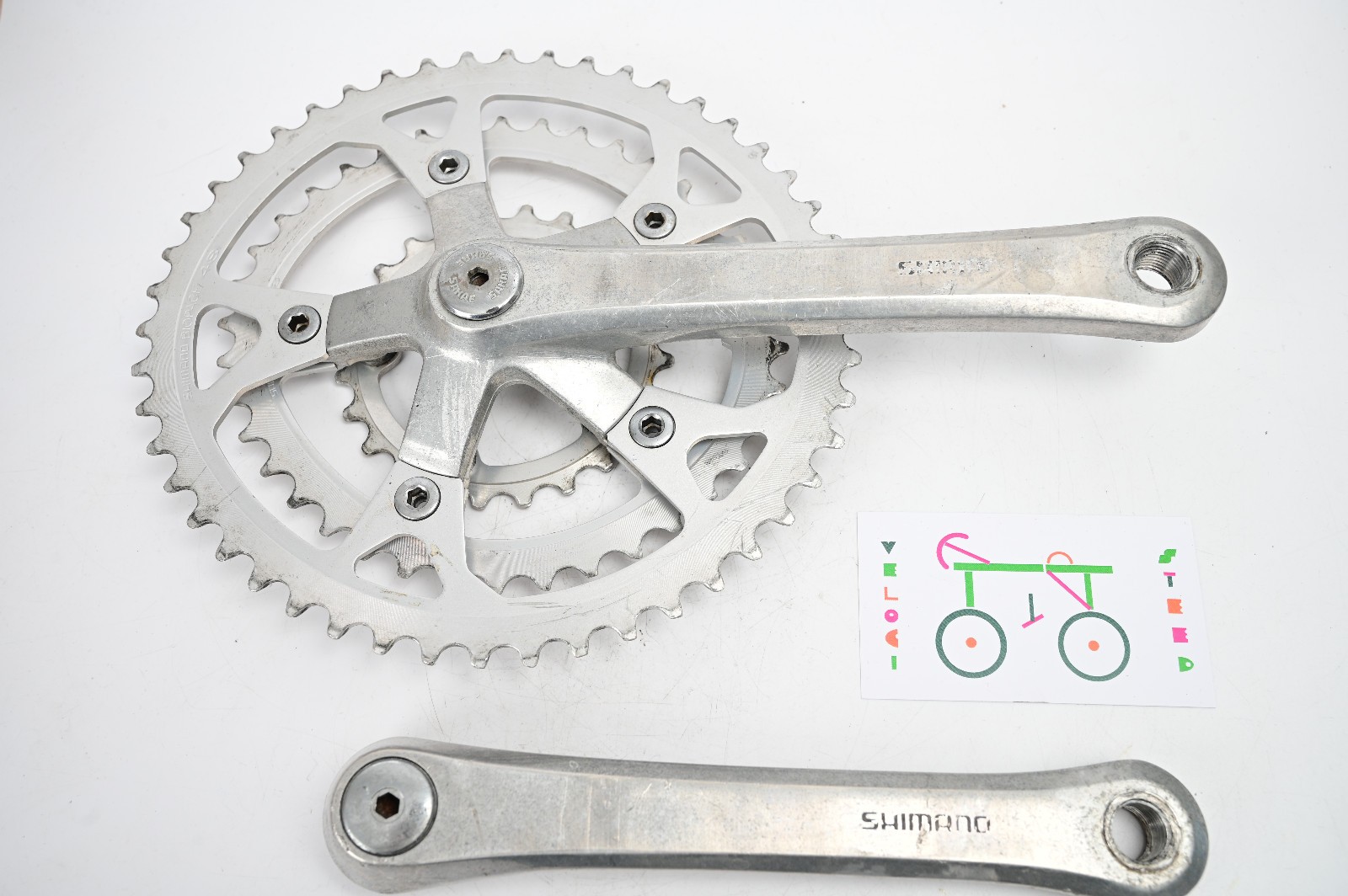 Vintage Shimano FC-B124 Silver 175mm 48/38/24t MTB Bike Biopace Triple Crankset