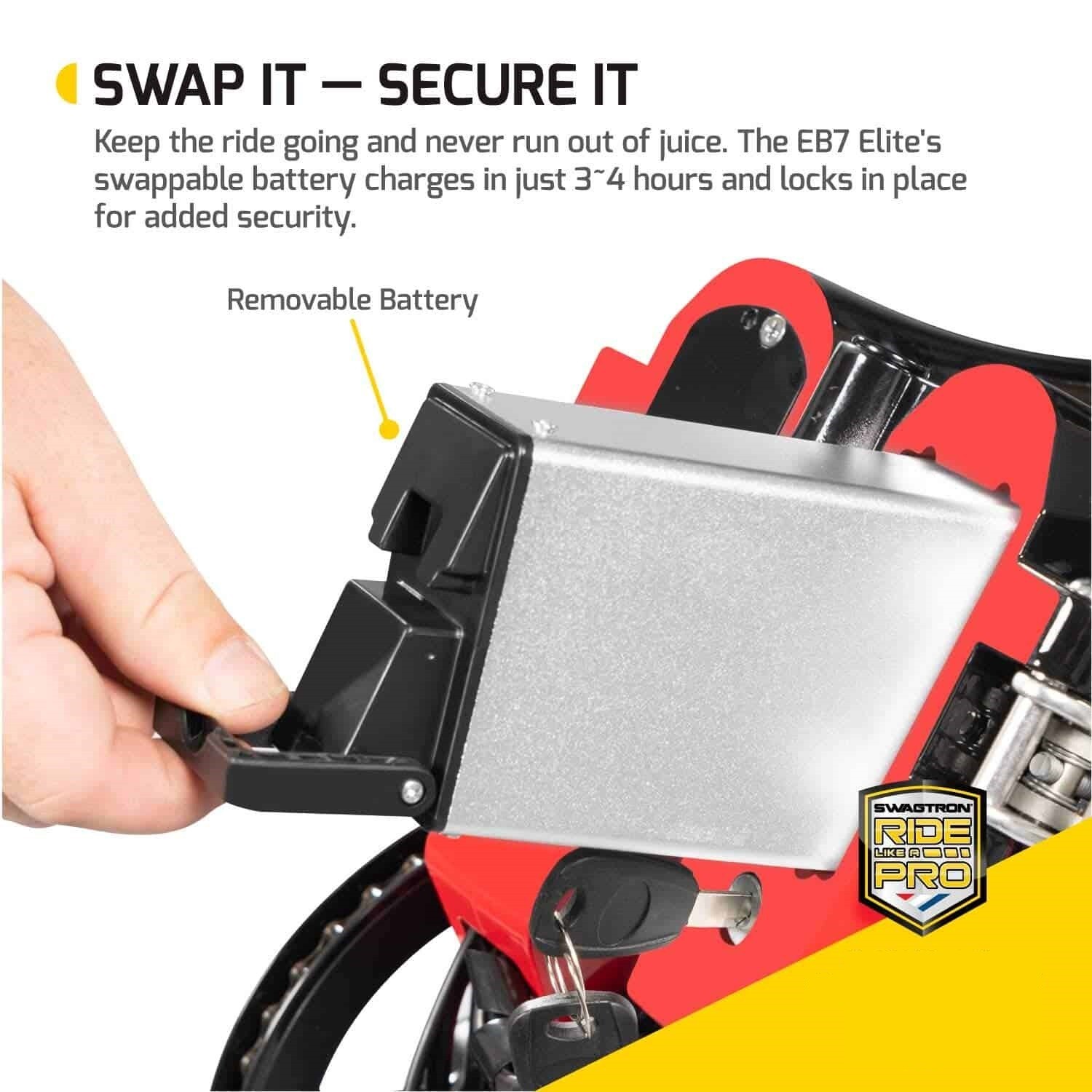 Swagtron EB-7 eBike Swappable Battery Pack Replacement, 36V