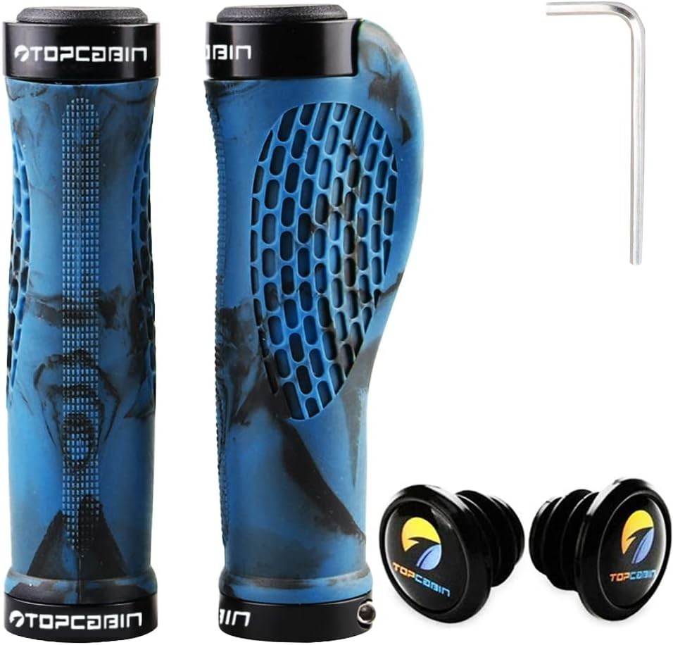 Lightweight Aluminum Lock Bike Grips – Ergonomic Blue Rubber for All Bicycles
