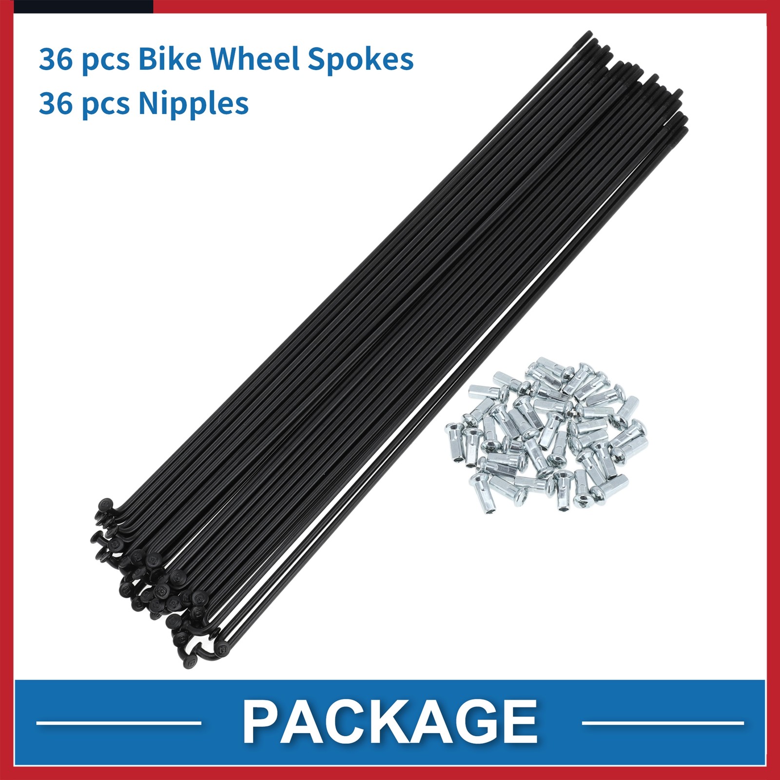 1 Set 12G 260mm Length Bicycle Spokes Nipple Carbon Steel  Black Universal