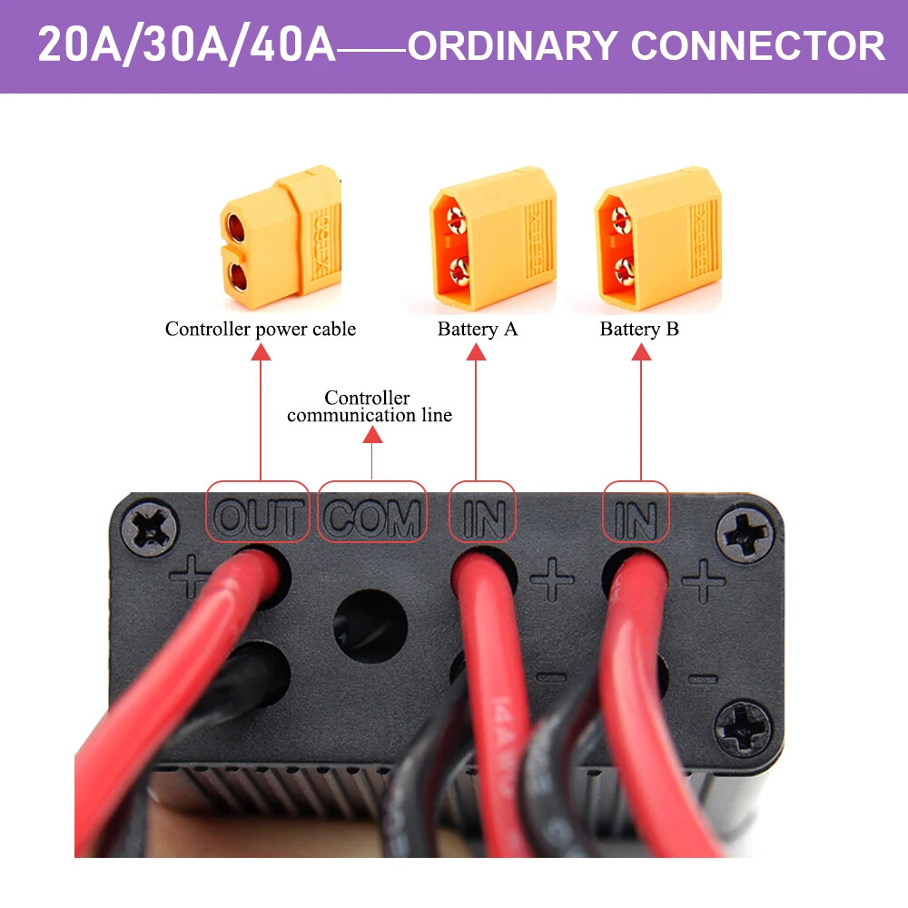 20V-72V 20A 30A 40A XT60 Electric Bicycle Double Battery Connection Switcher