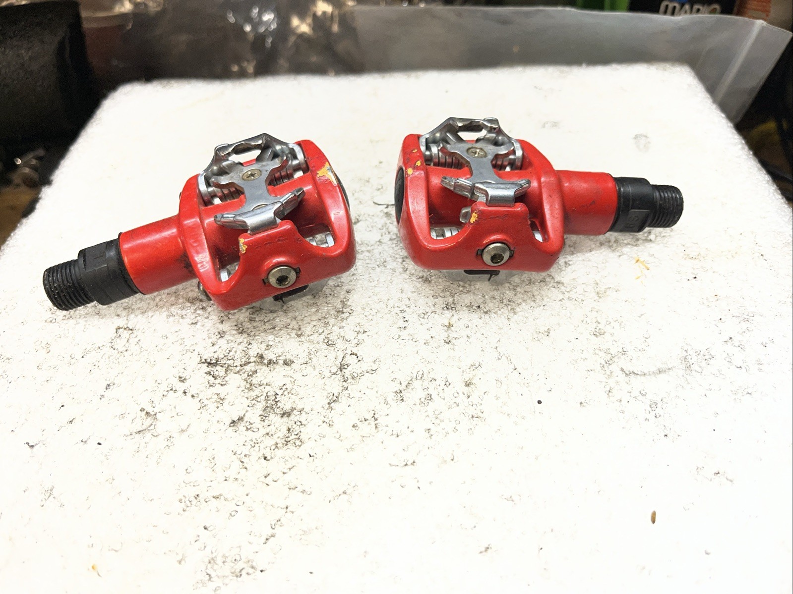 Wellgo Spd Clipless Pedals 9/16 Red Mtb Vintage