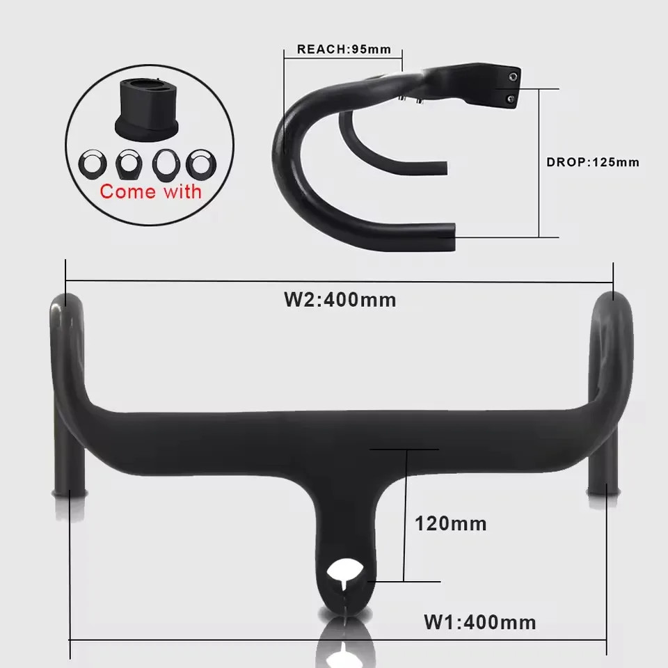 Carbon Handlebar 28.6mm Integrated Road Bike Handlebar Parts with Stem Spacer