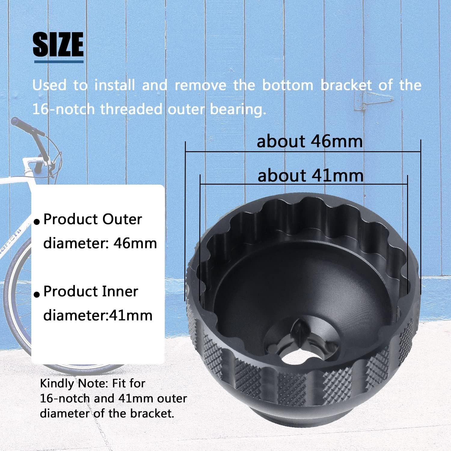 16-Notch Bottom Bracket Tool Bottom for Shimano BBR60 MT-800,Black
