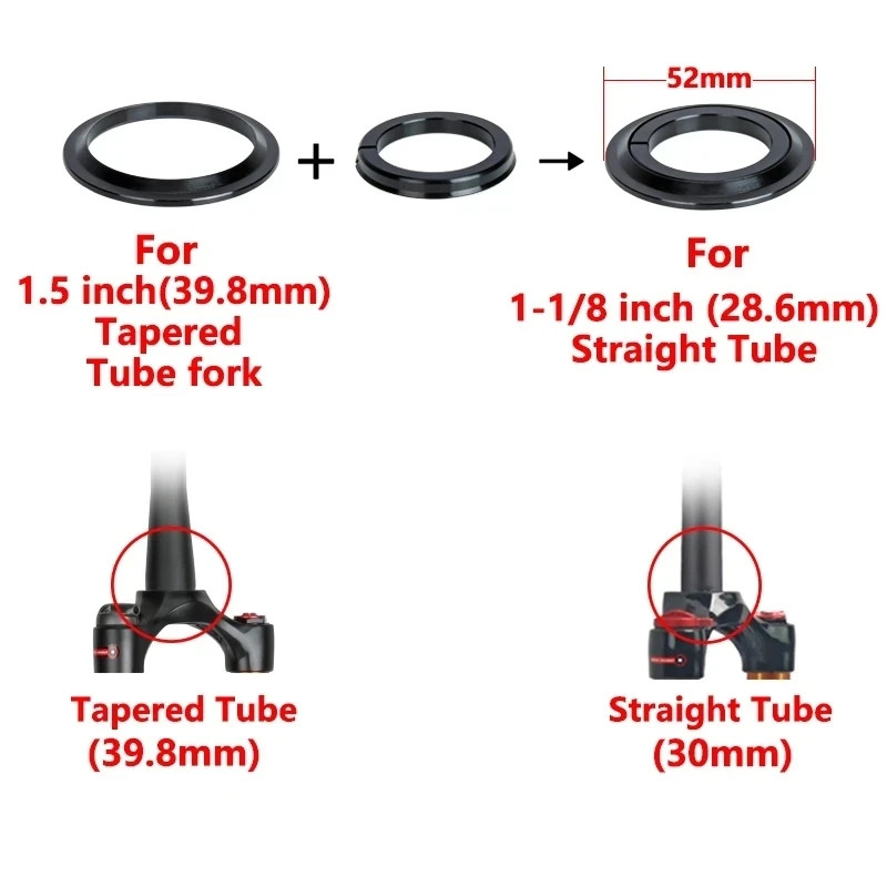 Bike Threadless Headset Sealed Bearing MTB Road Straight Tapered Fork