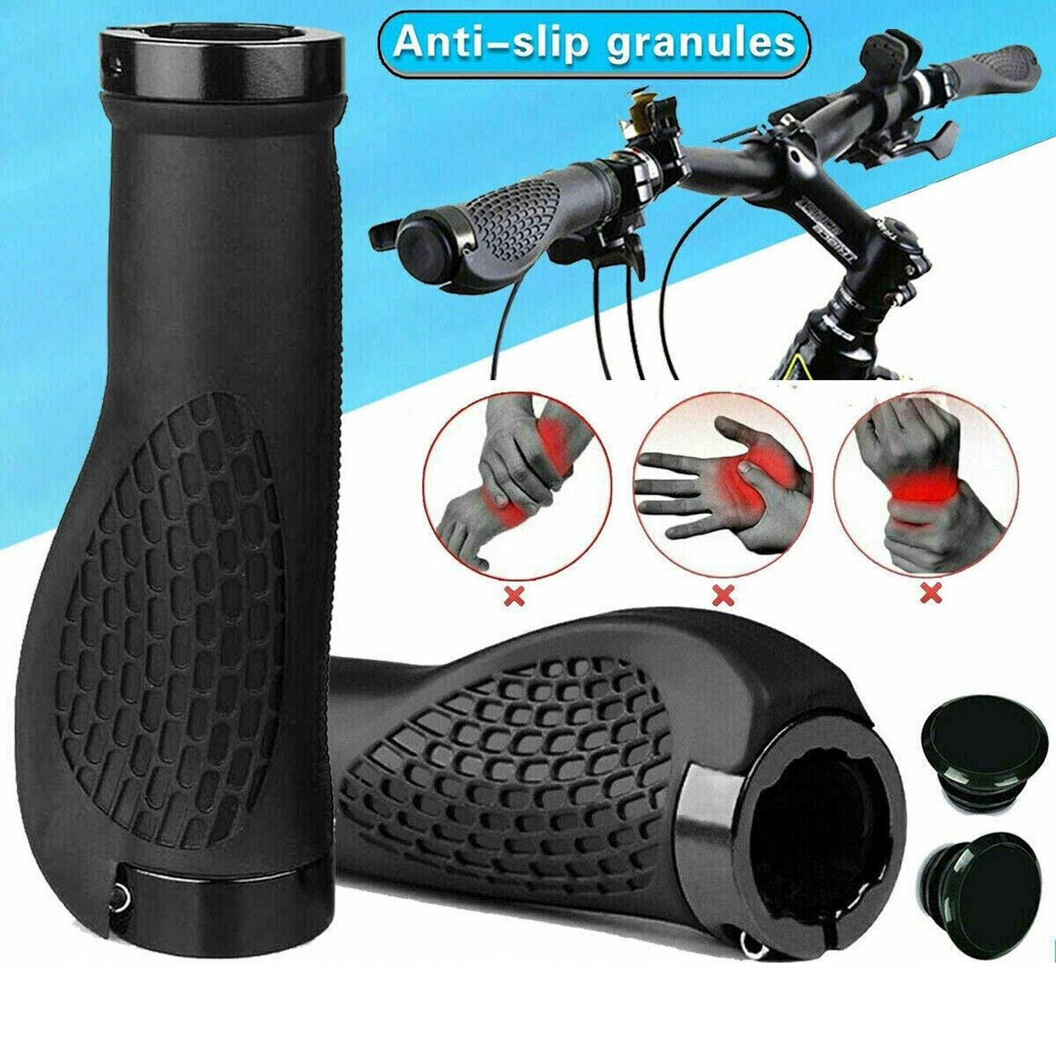Mountain Bike Grip Rubber/Ergonomic Adjustable Handlebar Rubber Cover/Non-Slip