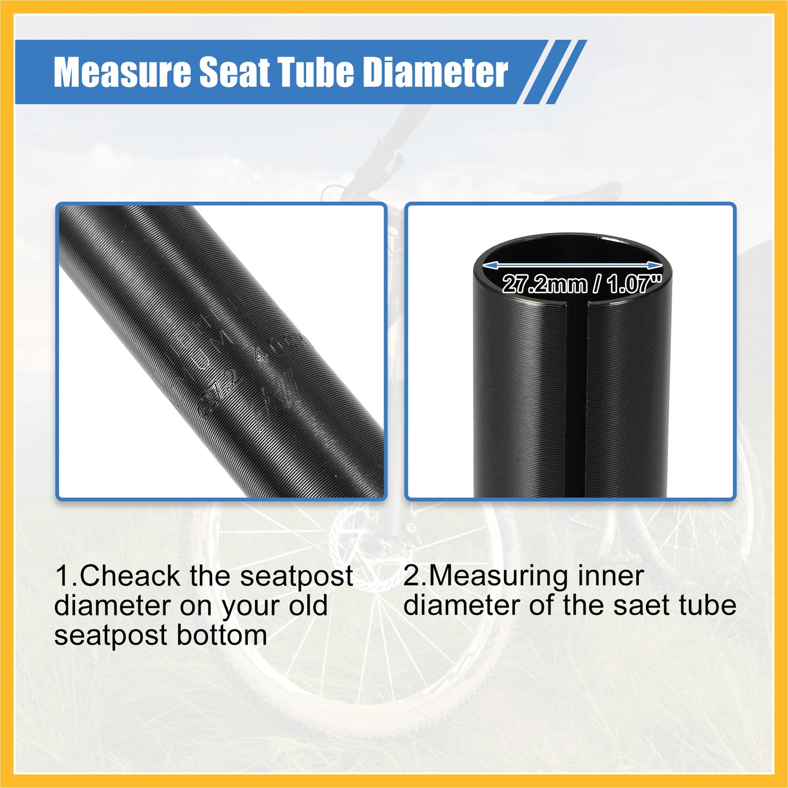 2Pcs 27.2mm to 30.4mm Bicycle Seat Post Tube Adapter Reducing Sleeve Black