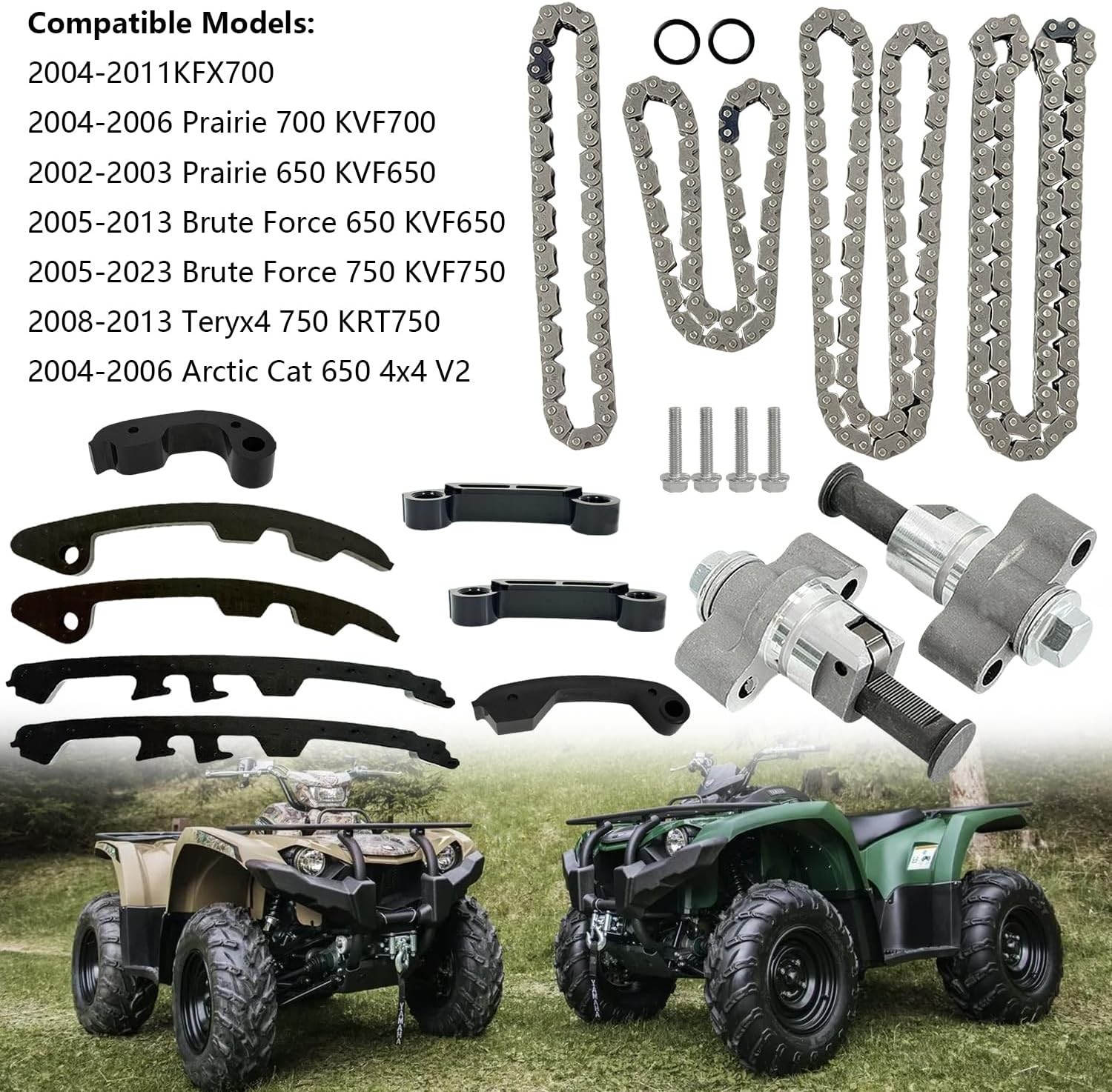 Tensioner & Timing Chain Guides & Oil Pump Compatible with KFX700…