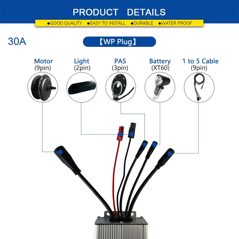 Electric Bike Controller 36V 48V 250W-1000W Waterproof Brushless Controller