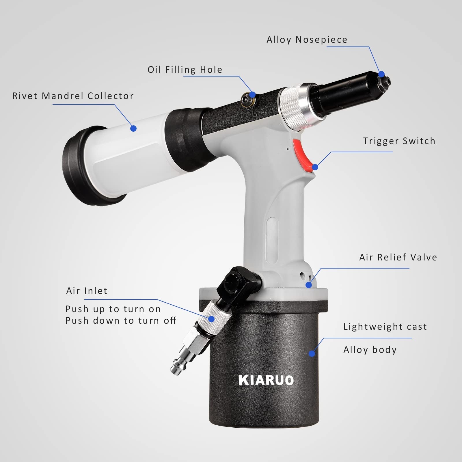Pneumatic Rivet Gun S30 Self-Suction Air Rivet Gun 3/16″ 5/32″ 1/8″ 3/32″ Hyd…