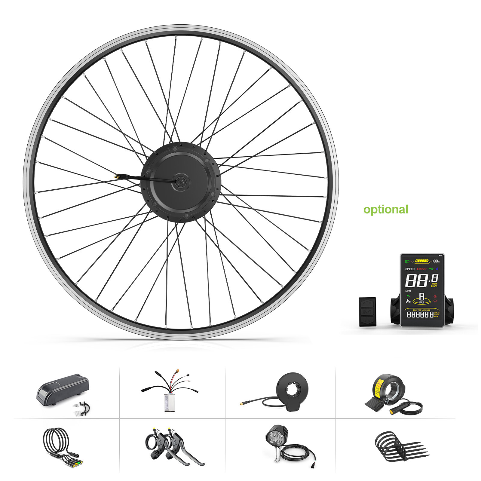 Electric Bike Conversion Kit 27.5» 48V 500W E-Bike Motor Hub Wheel with Battery