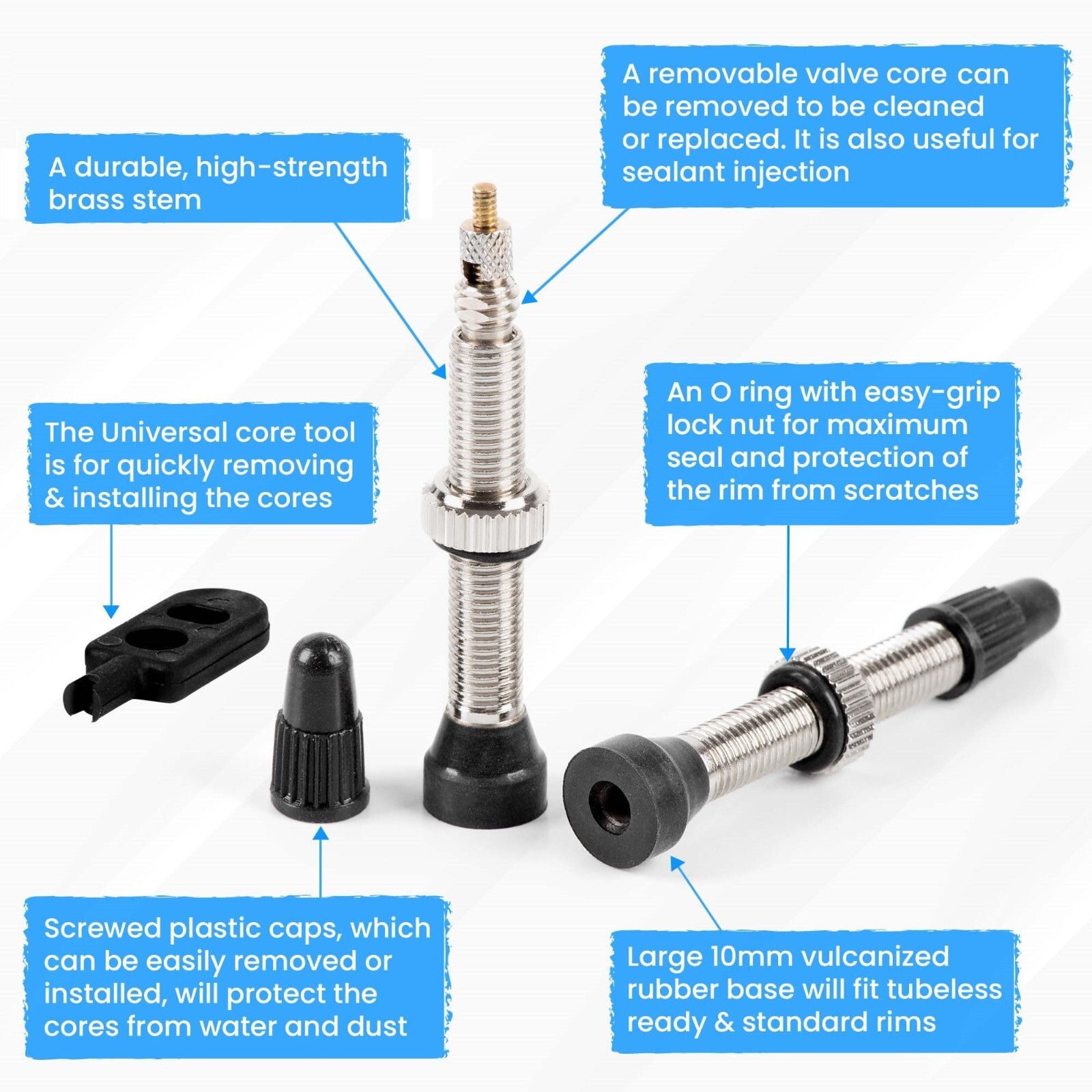 Tubeless presta valves stems brass removable core for mtb/road 40mm