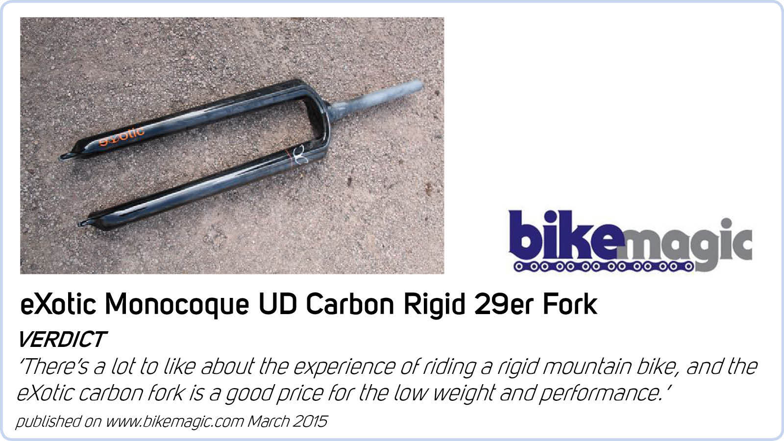 eXotic Light Weight Rigid Alu MTB Fork, Disc & V Brakes, 44.5cm for 26in Wheel