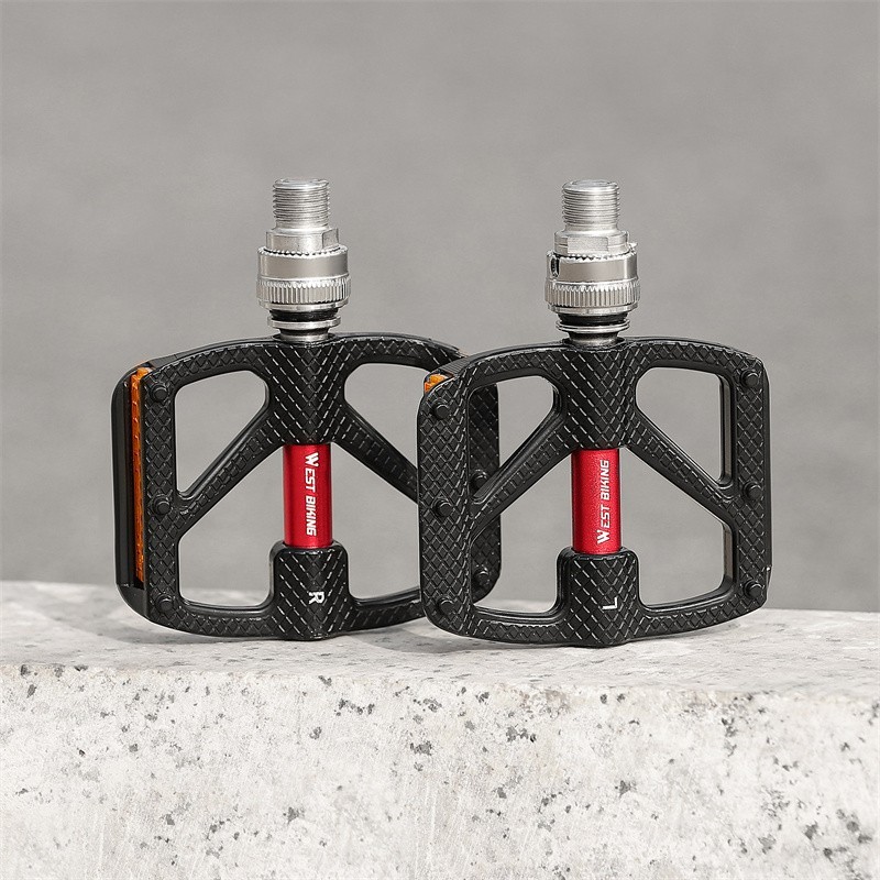 WEST BIKING Quick Release 3 Bearings Reflective Folding Bike Pedals a Pair