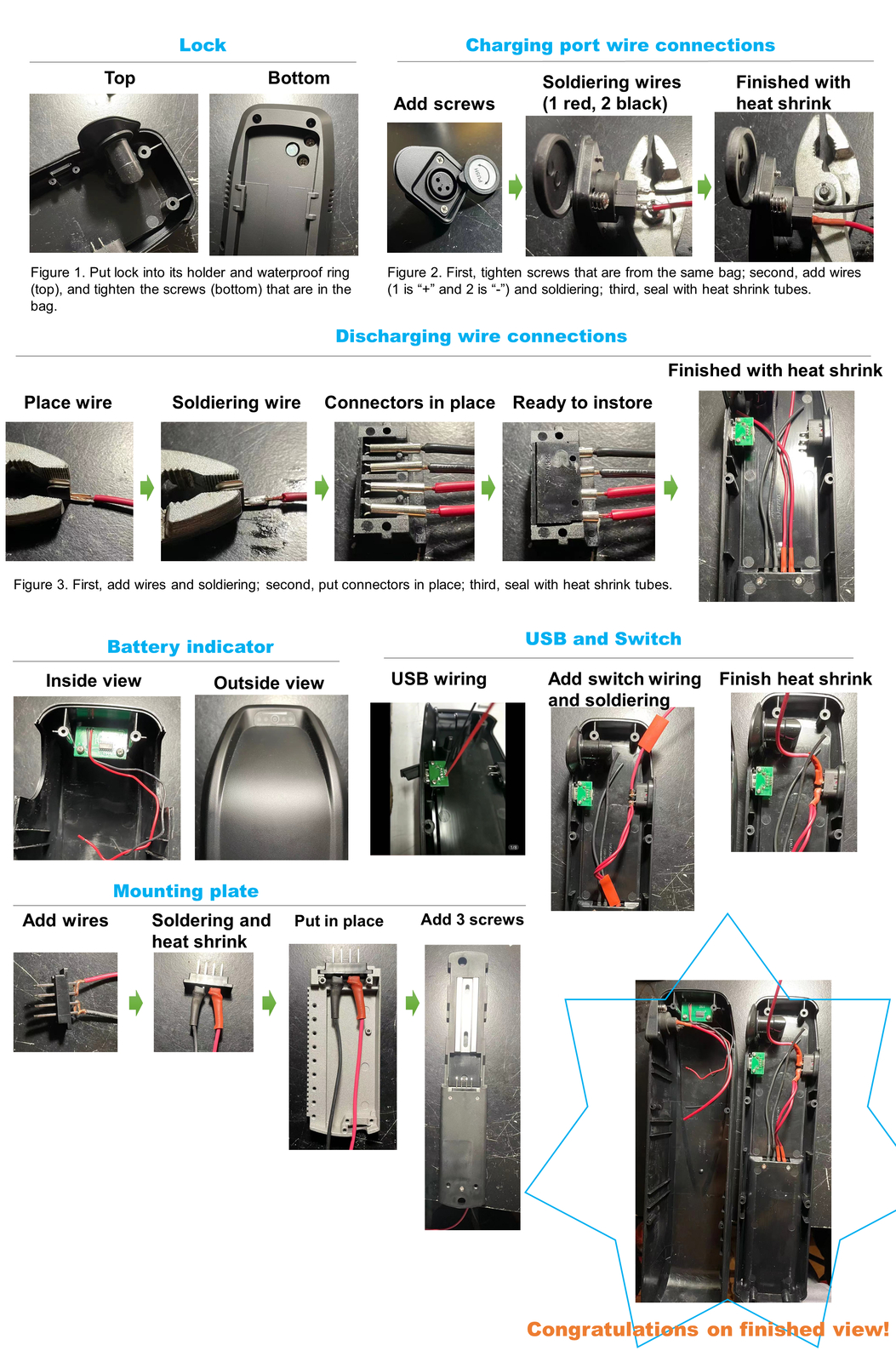 52V Li-ion Battery Hailong3 G80 Case Box Electric Bike Ebike Kit USB No Cells