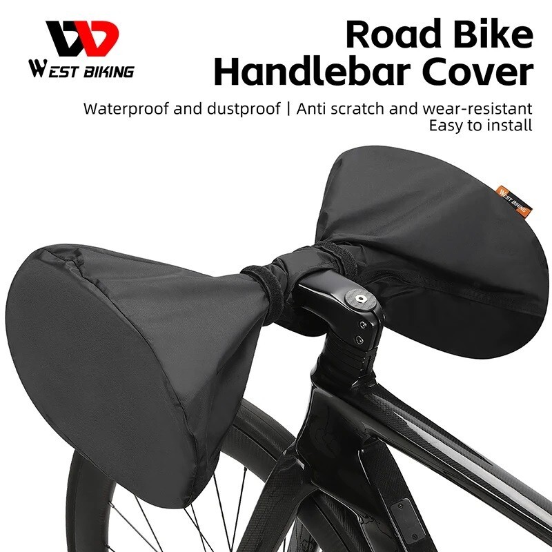 WEST BIKING Waterproof Dustproof Road Bike Handlebar Protector Cover Black