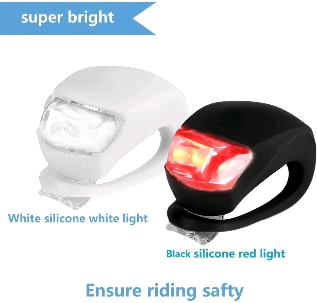 REFUN Bicycle Light Front Rear Silicone LED Bike Light 4Pack White Black NEW