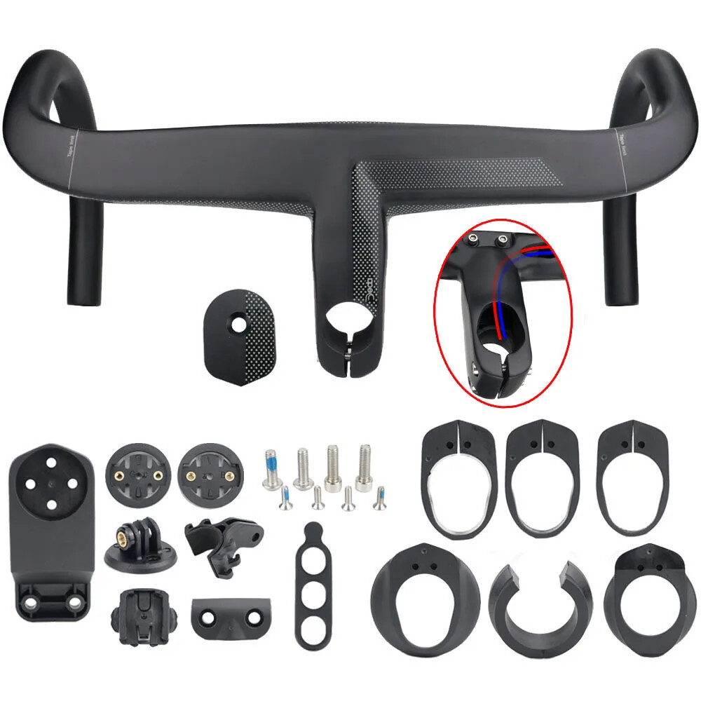 Road Bicycle Handlebars Integrated Carbon Fiber Handlebars 28.6mm with Spacers