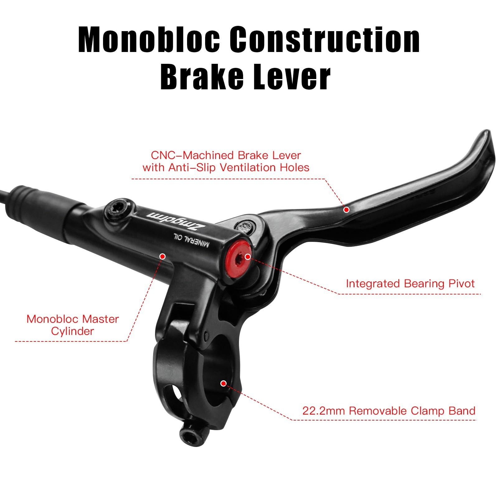 ZTZ 4-Piston MTB Hydraulic Brake Set, Left Front 850mm and Right Rear 1600mm …