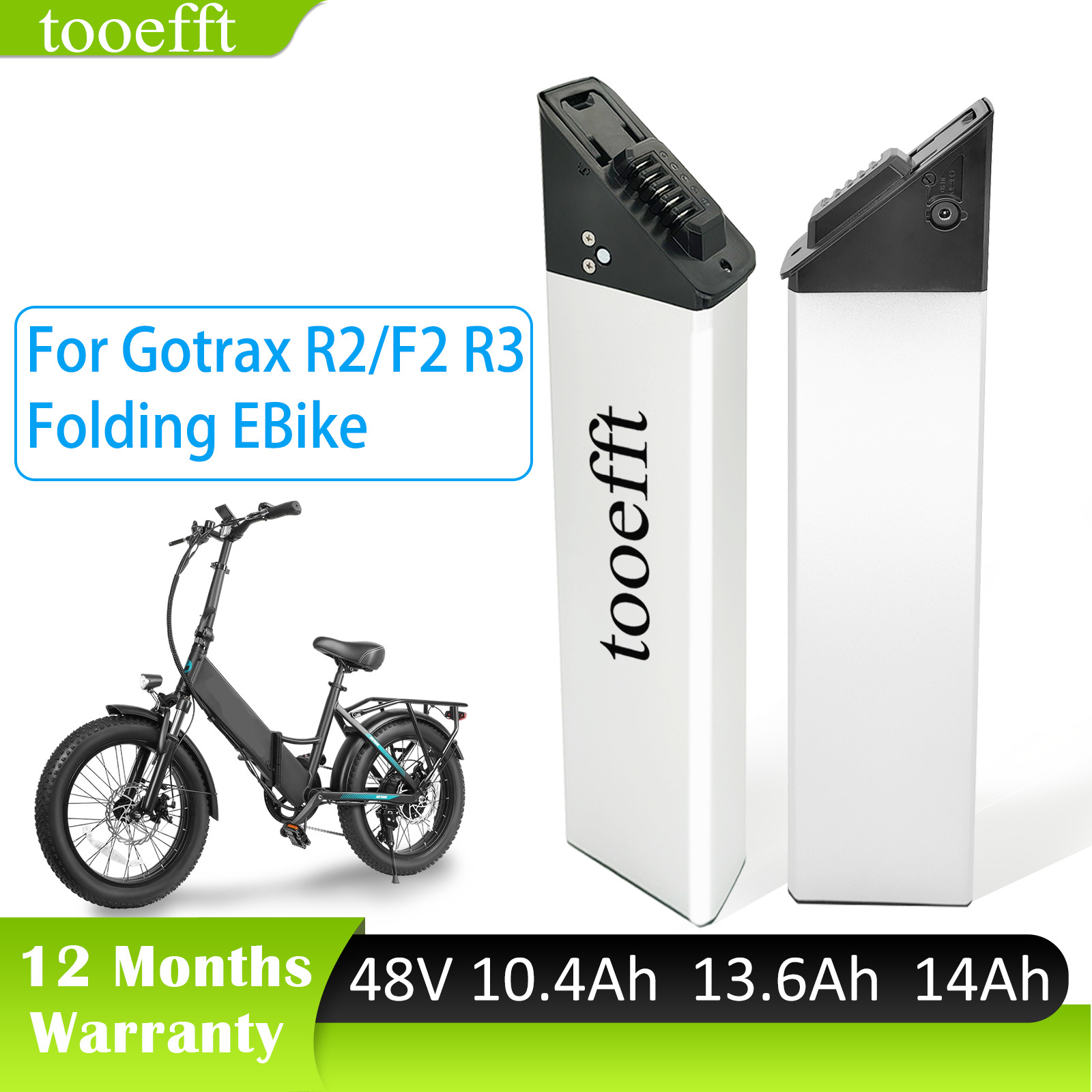 tooefft 48V 10.4Ah 14Ah Rechargeable Batteries for Gotrax F2 R2 R3 Folding Ebike