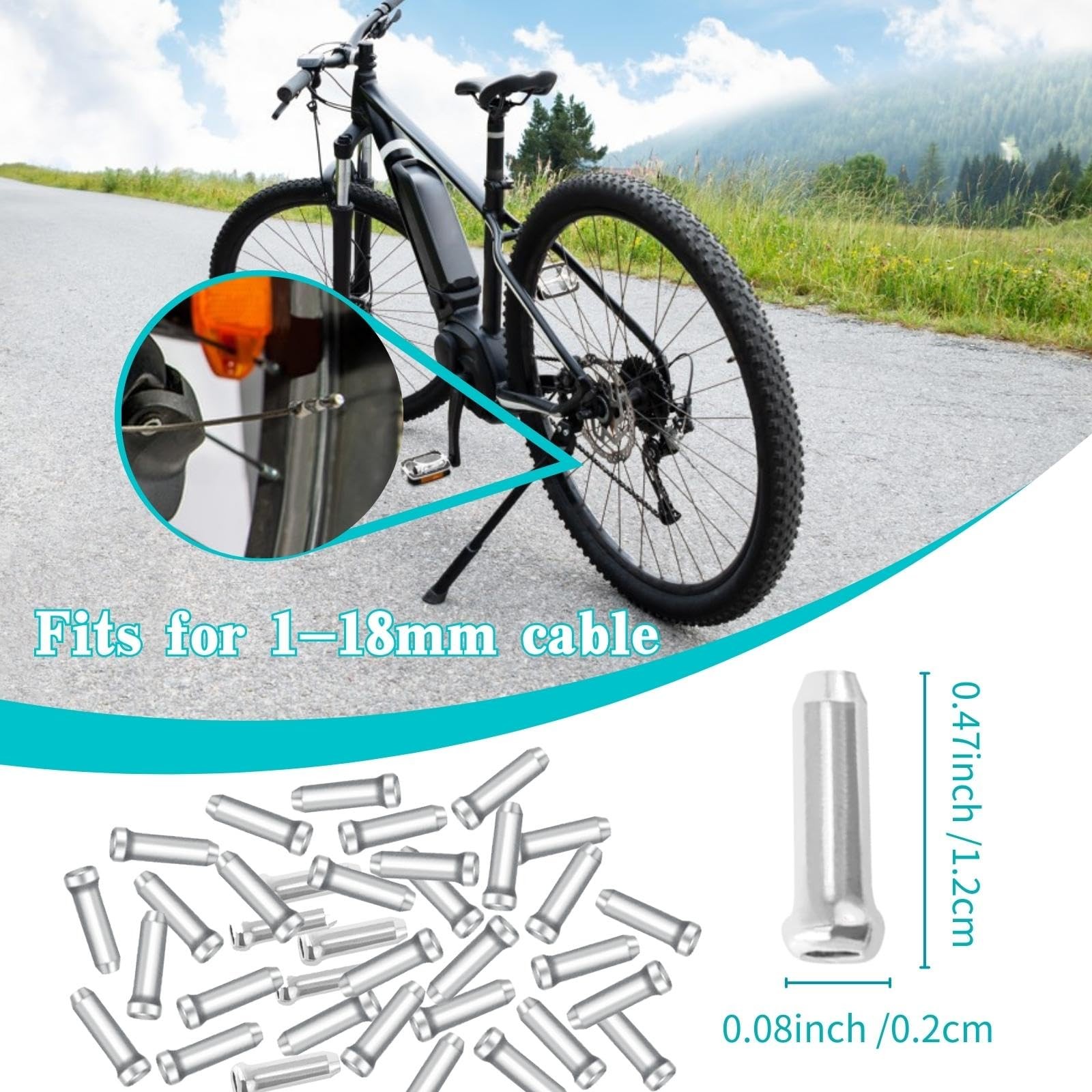 100 Pcs Bicycle Cable End Caps Alloy Wire Crimps Tips For Brake Derailleur
