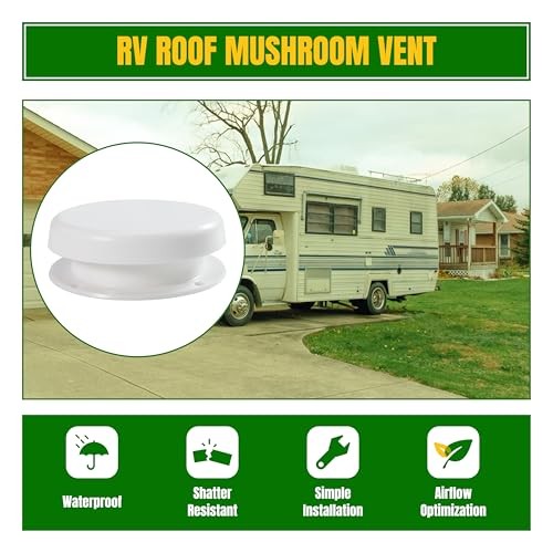 1 Pcs RV Roof Mushroom Vent Plumbing Vents with 1 Pcs 1 Pcs Vent+1 Pcs Cover