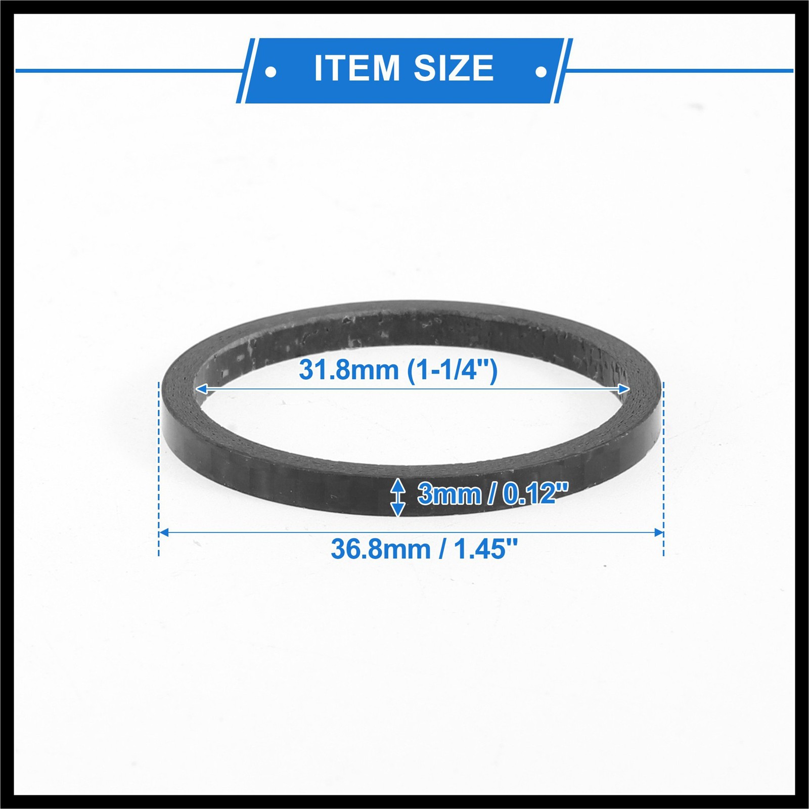 Bicycle Headset Spacers 3mm 31.8mm 1-1/4 » Carbon Fiber Gloss Black Carbon Fiber