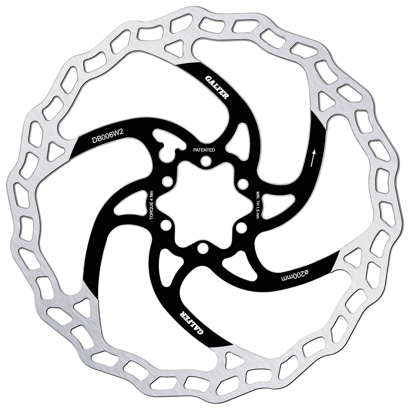Galfer 200mm Black/Silver 6-Bolt High Carbon Stainless Steel Bike Rotor