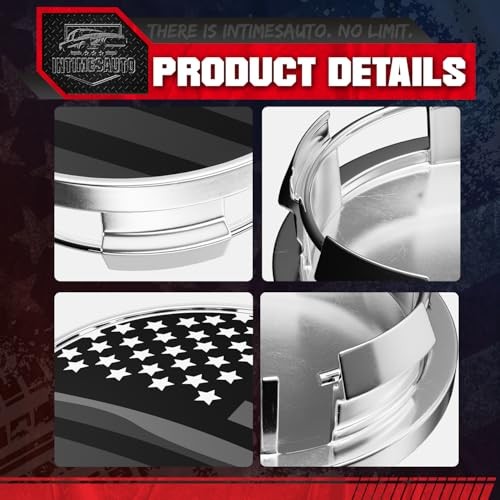 63MM 2.5 Inch Wheel Center 63.0MM O.D. / 55.5MM I.D. Chrome with American Flag