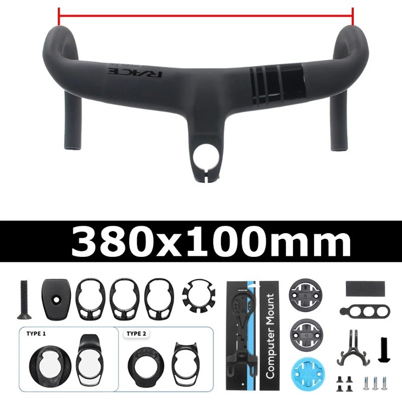 Carbon Road Bike Integrated Drop Bar Reach 80mm 360-440mm Internal Cable