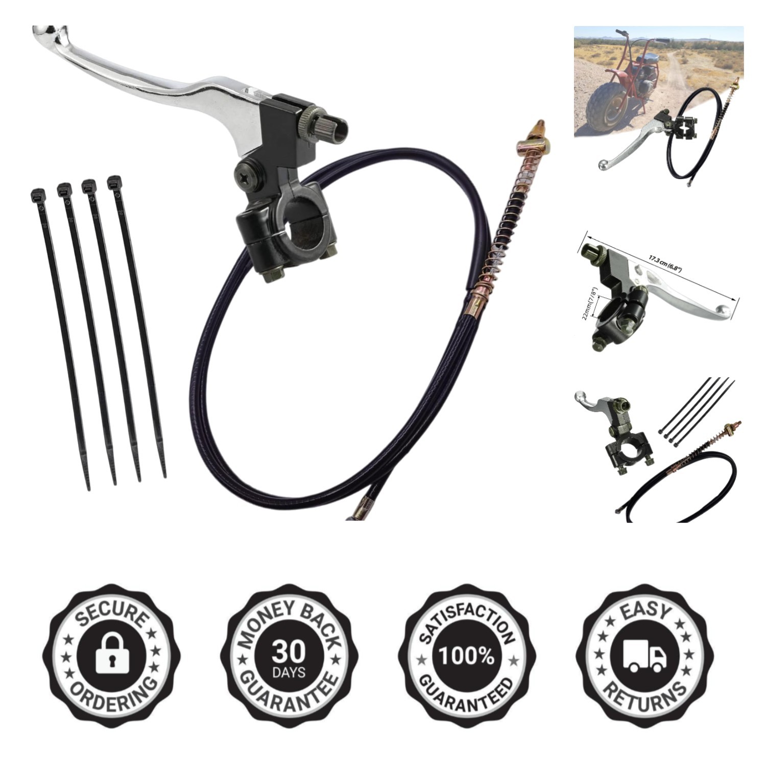 Lightweight Left Brake Lever & Rear Brake Cable – Fits Coleman CT200U Models