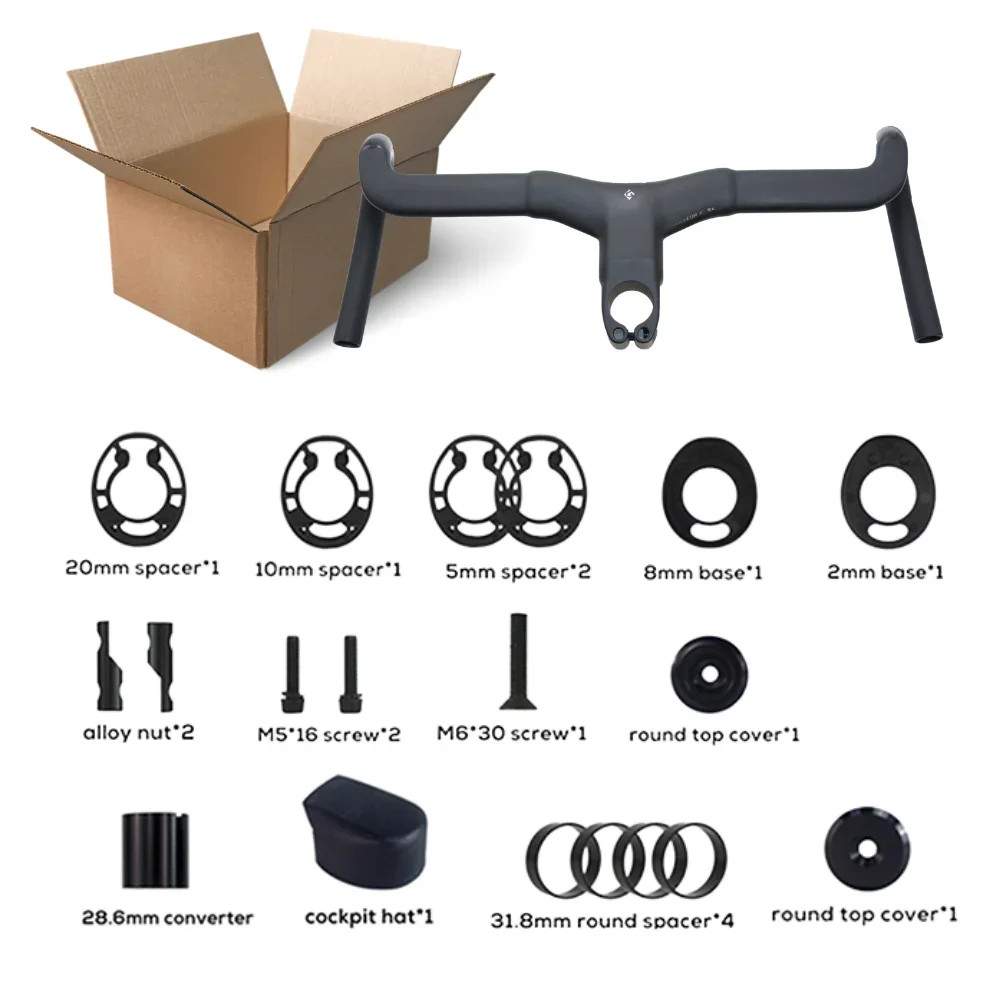 Carbon Fiber Integrated Road Bike Cockpit 16 Degree Flare 31.8mm Clamp Drop Bar