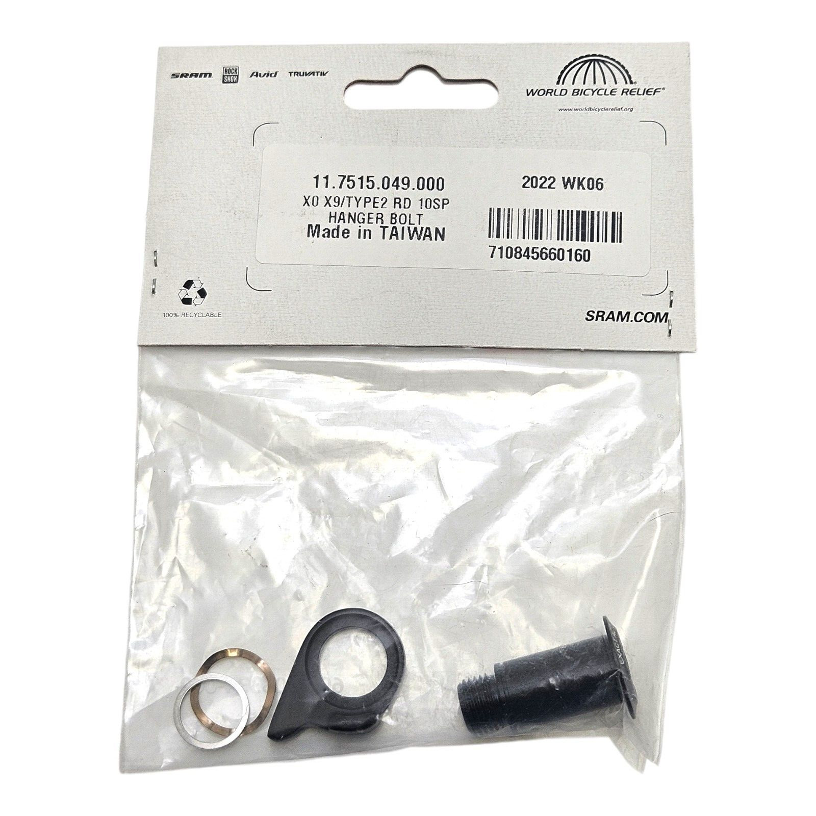 SRAM X0 / X9 Rear Derailleur 10 speed Hanger Bolt Parts Kit 11.7515.049.000