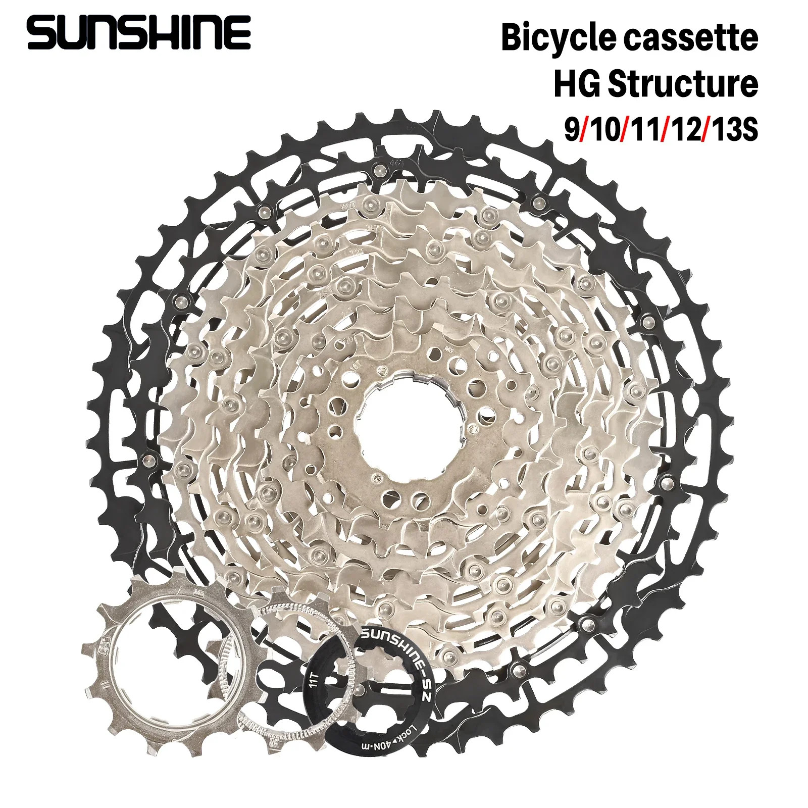 SUNSHINE Ultralight Bicycle Cassette Freewheel Carbon Steel Material 9/10/11/12/