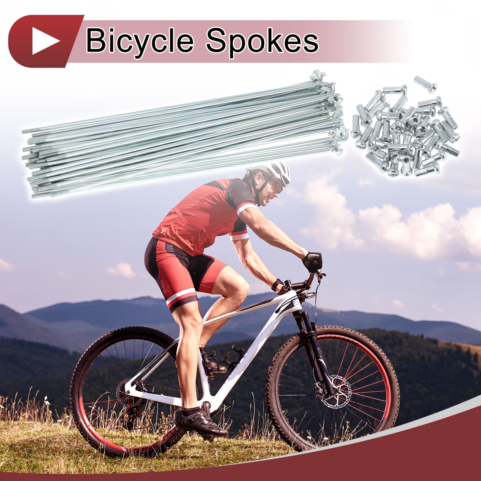 36 Set 13G Bicycle Spokes 185mm Bike Wheel Spokes Galvanized Carbon Steel