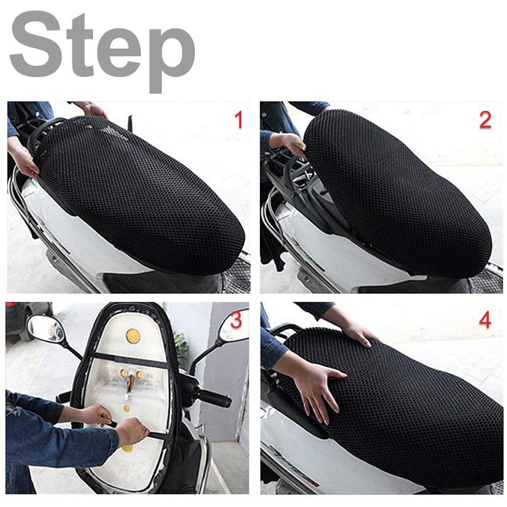 Cooling Motorcycle Seat Cover 3D Mesh Protector Cushion Breathable Sunscreen Mat