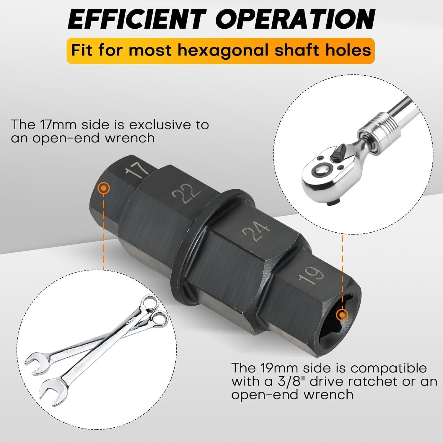 weyleity Hex Axle Motorcycle Tool 4 in 1 Socket 17 19 22 24mm for Front Wheel