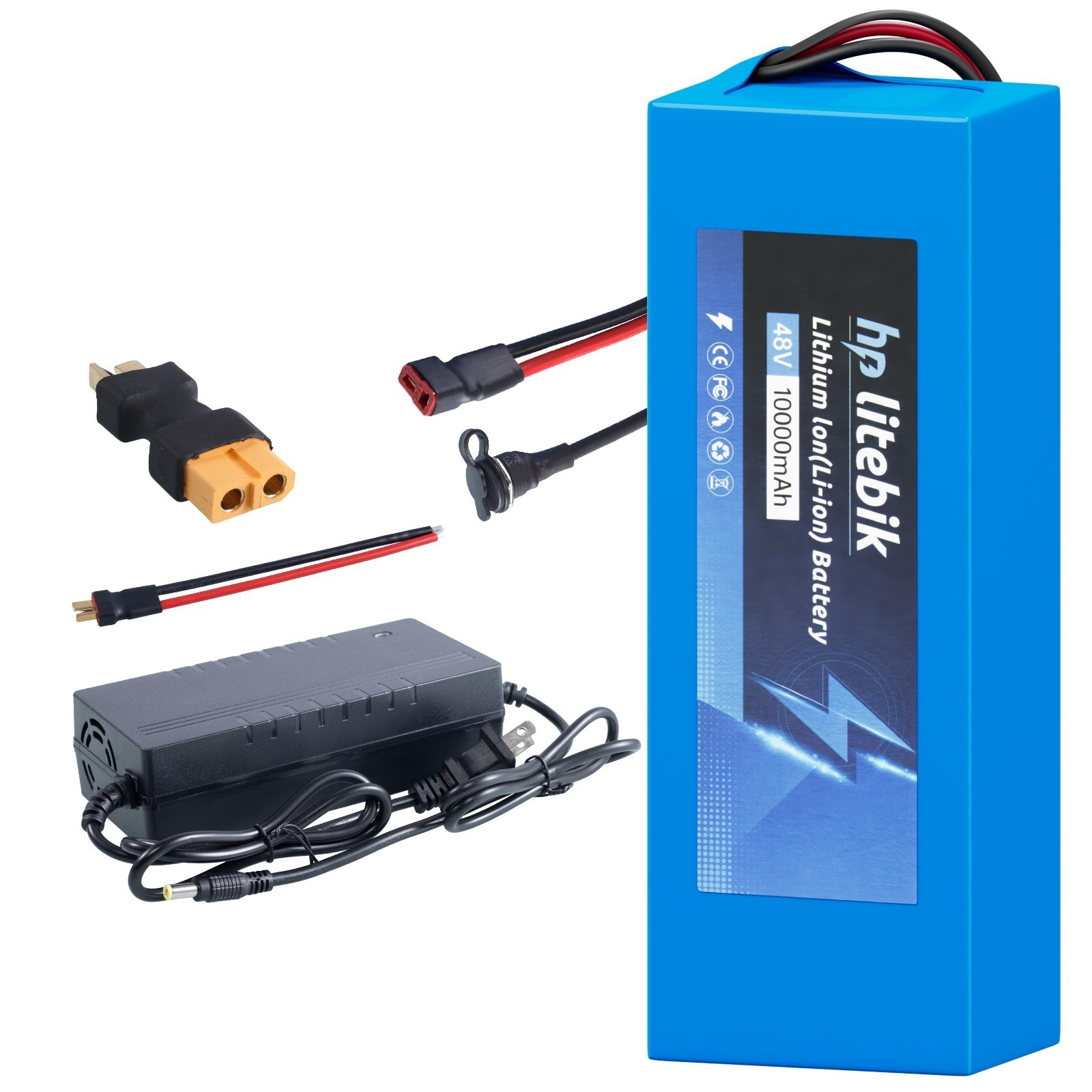 48V 10Ah Bike Lithium Battery w/ XT60 Plug 30A BMS Electric Bicycle 750W Motors